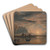 Beach Scene, Sunrise by David Cox Art Drink Coaster set