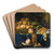 Nature morte aux pches, raisins, prunes et saupoudreuse en vermeil by Paul Ligeois Art Drink Coaster set