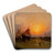 Ships at Sunset (New York Harbor Sunset) by Edward Moran Art Drink Coaster set