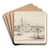 The Island of the Beata Vergine delle Grazie by Giacomo Guardi Art Drink Coaster set
