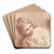 Heads of Two Women by Francesco Bartolozzi Art Drink Coaster set