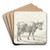 Lopende koe, naar rechts by Jean Bernard Art Drink Coaster set