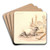 En liggende og en stende okse ved deres krre by Johan Thomas Lundbye Art Drink Coaster set