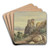 Burgruine, vorn auf einer Brcke zwei Mnner by Jean-Joseph-Bonaventure Laurens Art Drink Coaster set