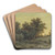 Waldrand mit Flu im Abendlicht by Jakob Maurer Art Drink Coaster set