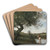 Le Ruisseau Au Cheval Blanc by Jean-Baptiste-Camille Corot Art Drink Coaster set
