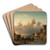 A ferry crossing a river in the evening by Charles Leickert Art Drink Coaster set