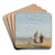 Calais beach with shrimpers and a dog by David Cox Art Drink Coaster set