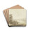 Flusslandschaft, rechts ansteigendes Gebirge, links ein Haus mit einer Brcke, bei der ein Boot landet by Franz Schtz Drink Coasters - set of 4 Flusslandschaft, rechts ansteigendes Gebirge, links ein Haus mit einer Brcke, bei der ein Boot landet by Franz Schtz Drink Coasters - set of 4