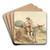 A Peasant Family And Two Donkeys by Bartolomeo Pinelli Art Drink Coaster set