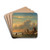 A winter landscape at sunset with figures on the ice by Charles Leickert Drink Coasters - set of 4