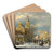 A winter's day in a sunlit street by Willem Koekkoek Art Drink Coaster set A winter's day in a sunlit street by Willem Koekkoek Art Drink Coaster set