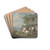 Zwei Reiter mit einem Packpferd halten vor einem Bauernhaus by Johann Georg Pforr Drink Coasters - set of 4