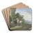 Jger mit Pferden und Jagdhunden machen bei einer Ruine halt by Johann Georg Pforr Art Drink Coaster set