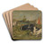 Cows on the meadow by Eugne Boudin Art Drink Coaster set