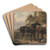 Horses Outside A Stable by Wouterus Verschuur Art Drink Coaster set