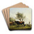 A Cow Licking a Bull in the Pasture by Friedrich August Matthias Gauermann Art Drink Coaster set