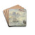 Ruhige See, die Sonne geht auf, im Vordergrund steuert ein Boot mit mehreren Personen zwei Schiffen zu, rechts am Ufer die Laterne by Leendert de Koningh Drink Coasters - set of 4