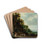 A wooded landscape with a rider conversing with peasants near an overgrown castle by Joos de Momper Drink Coasters - set of 4