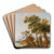 A bucolic river landscape by Giuseppe Bernardino Bison Art Drink Coaster set