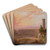 View of Lake Nemi atSunset by Joshua Shaw Art Drink Coaster set View of Lake Nemi atSunset by Joshua Shaw Art Drink Coaster set