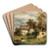 A Dilapidated Farmyard in the Laabach Valley near Kaumberg by Ludwig Halauska Art Drink Coaster set