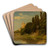 Italian waterside landscape by Friedrich Wasmann Art Drink Coaster set Italian waterside landscape by Friedrich Wasmann Art Drink Coaster set