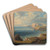 Walkers on the cliffs above Freshwater Bay, viewed from the East by John Wilson Carmichael Art Drink Coaster set