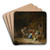A Barn Interior With Figures Drinking Around A Table by Gerrit Lundens Art Drink Coaster set