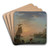 Mediterranean port at sunset, with a fisherman in the foreground by Claude-Joseph Vernet Art Drink Coaster set Mediterranean port at sunset, with a fisherman in the foreground by Claude-Joseph Vernet Art Drink Coaster set