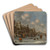 A winter landscape with skaters on a frozen lake near a city wall by Thomas Heeremans Art Drink Coaster set A winter landscape with skaters on a frozen lake near a city wall by Thomas Heeremans Art Drink Coaster set