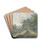 Waldige Berglandschaft mit Ausblick in ein Tal by Karl Franz Kraul Drink Coasters - set of 4