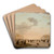 Winter Landscape with Ice Skaters on a River by Andries Vermeulen Art Drink Coaster set Winter Landscape with Ice Skaters on a River by Andries Vermeulen Art Drink Coaster set