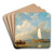 Shipping In A Dutch Estuary At Low Tide by Pieter Cornelis Dommersen Art Drink Coaster set Shipping In A Dutch Estuary At Low Tide by Pieter Cornelis Dommersen Art Drink Coaster set