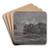 Park Scene with Deer, Cattle, and a Group of Figures by George Barret Art Drink Coaster set