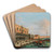 The Palazzo Ducale and the Riva degli Schiavoni, Venice by Giuseppe Bernardino Bison Art Drink Coaster set