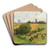 Herd of Animals in a Summer Landscape by Hermann Seeger Art Drink Coaster set