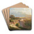View of an Upper Italian Town with decorative figures by Leopold Heinrich Vscher Art Drink Coaster set