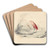A flamingo by Edward Lear Art Drink Coaster set A flamingo by Edward Lear Art Drink Coaster set