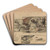 Figuren in een slagerij by Marius Bauer Art Drink Coaster set