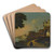 Italian Landscape With FiguresEntering A Fortified Waterside Town by Giovanni Migliara Art Drink Coaster set Italian Landscape With FiguresEntering A Fortified Waterside Town by Giovanni Migliara Art Drink Coaster set