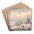 Winter Landscape with Frozen River by Lodewijk Johannes Kleijn Art Drink Coaster set