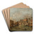 The Rialto Bridge and the Riva del Vin, Venice by Francesco Guardi Art Drink Coaster set