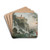 Fishing At The Edge Of A River With A Waterfall, Below A Castle by Charles-Franois Grenier De Lacroix Drink Coasters - set of 4 Fishing At The Edge Of A River With A Waterfall, Below A Castle by Charles-Franois Grenier De Lacroix Drink Coasters - set of 4
