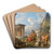 A Capriccio with Saint Paul Preaching to the Romans, with the Temple of Vesta and Pyramid of Caius Cestius by Giovanni Paolo Panini Art Drink Coaster set
