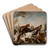 Hunting Scene (Dogs Attacking Wild Boar) by Joseph Anton Harzath Art Drink Coaster set