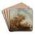 A river landscape with ferry boats by Jacob Salomonsz. van Ruysdael Art Drink Coaster set