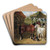Horses, cows and chickens in a farmyard by John Frederick Herring Jr. Art Drink Coaster set