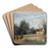 Luzancy, Petites Maisons De Paysans Au Bord De L'eau by Jean-Baptiste-Camille Corot Art Drink Coaster set