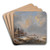 Winter Landscape with Ice Skaters by Louis Pierre Verwee Art Drink Coaster set